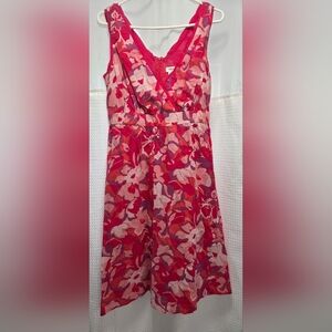 Coldwater Creek Vibrant Pink and Red Floral Mini Dress